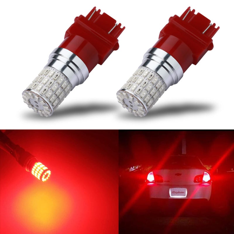 iBrightstar 9-30V Flashing Strobe Blinking Brake Lights 3157 3057 3156 3056 LED Bulbs Replacement for Tail Brake Stop Lights, Brilliant Red - Image 1